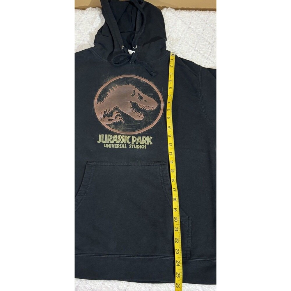 Vintage Universal Studios Jurassic Park Ride Embroidered Black Hoodie Size Small - Picture 12 of 13